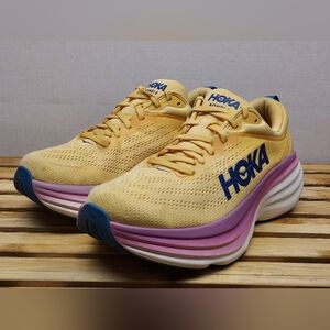Hoka One Womens Orange Bondi 8 Impala Cyclam Athletic Shoes Size 8B